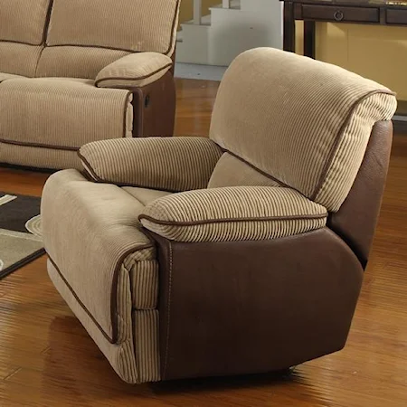 Casual Reclining Chair with Faux Leather and Corduroy